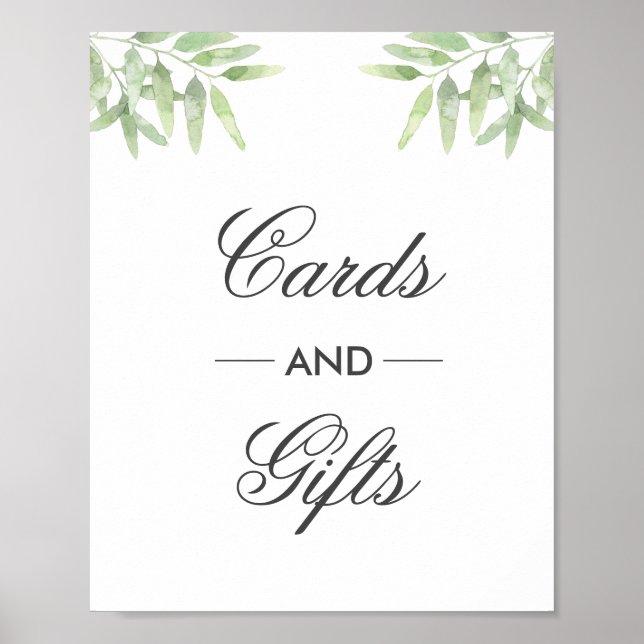 Olivenzweige. Hochzeitskarten und Geschenke Poster (Vorne)