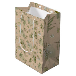 Olivenzweige Kraft Eco Botanical Geschenktasche Mittlere Geschenktüte