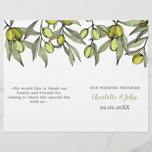 Olivenzweige Natur Grüne Botanische Hochzeit (Vorderseite)