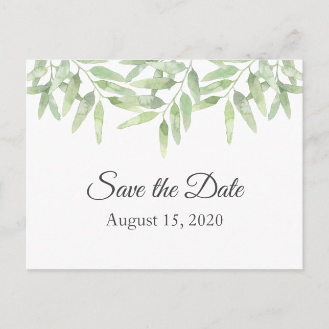 Olivenzweige. Sommerhochzeit Das Datum retten Postkarte (Vorderseite)