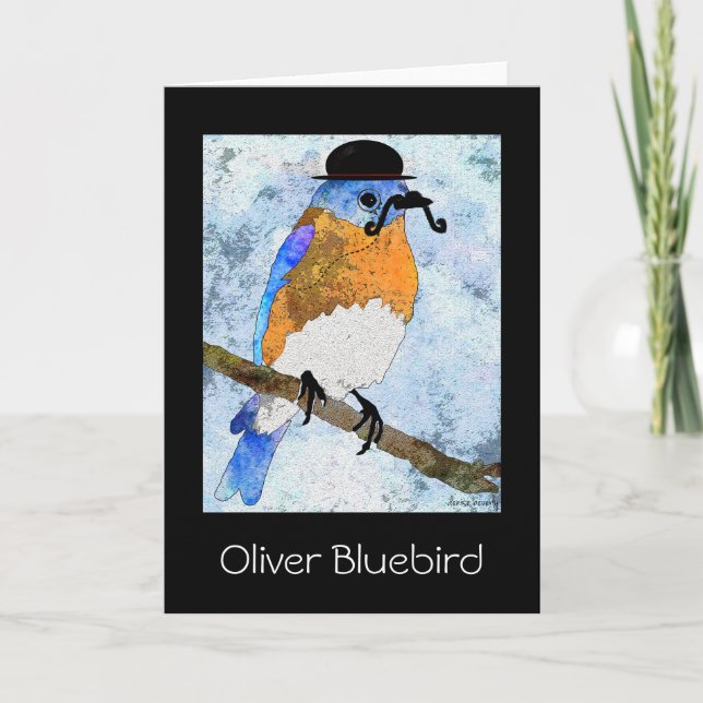 Oliver Bluebird avec moustache, bowler Carte de vo (Devant)