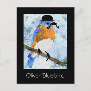 Oliver Bluebird mit Schnurrbart, Bowler-Postkarten Postkarte