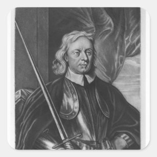 Oliver Cromwell-Illustration Quadratischer Aufkleber