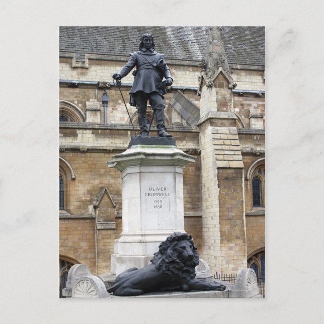 Oliver Cromwell Statue - London - Postcard Postkarte (Vorderseite)