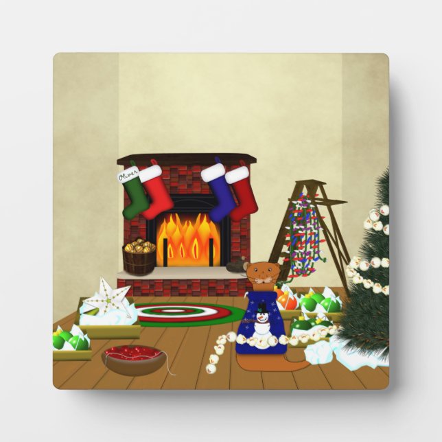 Oliver Decorates for Christmas  Fotoplatte (Vorderseite)