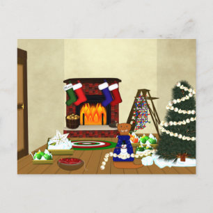 Oliver dekoriert für Weihnachten Postkarte