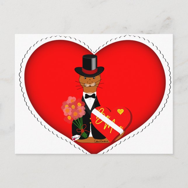 Oliver der Otter im Herzen - Valentinstag Cerami Postkarte (Vorderseite)
