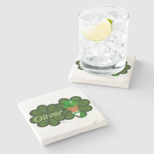 Oliver Der Otter in Shamrock für den St. Patrick's Steinuntersetzer