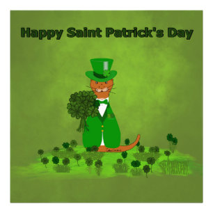 Oliver der Otter pflückt Shamrocks- Sankt Patrick Fotodruck
