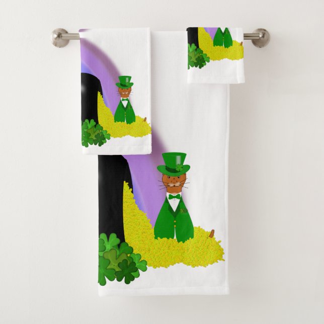 "Oliver findet einen Pot of Gold - Saint Patrick's Badhandtuch Set (Insitu)