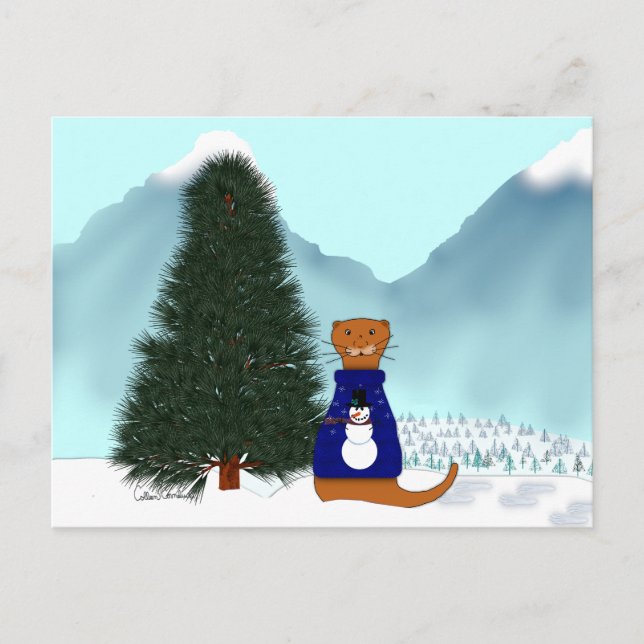 Oliver findet seinen Weihnachtsbaum Postkarte (Vorderseite)