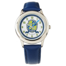 Oliver-Jungs-Name bedeutet, dass Wappen blau grün  Armbanduhr