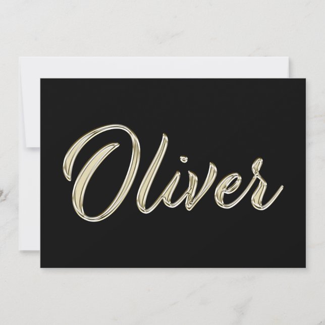 Oliver Name white gold Handwriting Karte (Vorderseite)