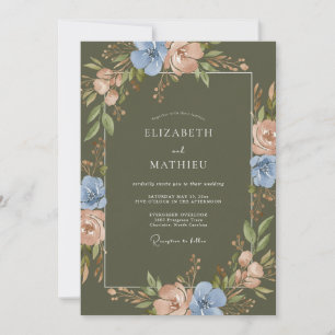 Oliver Periwinkle Ranunculus Eukalyptus-Hochzeit Einladung
