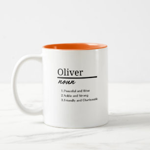 Oliver, Personalisierter Name Definition für Junge Zweifarbige Tasse