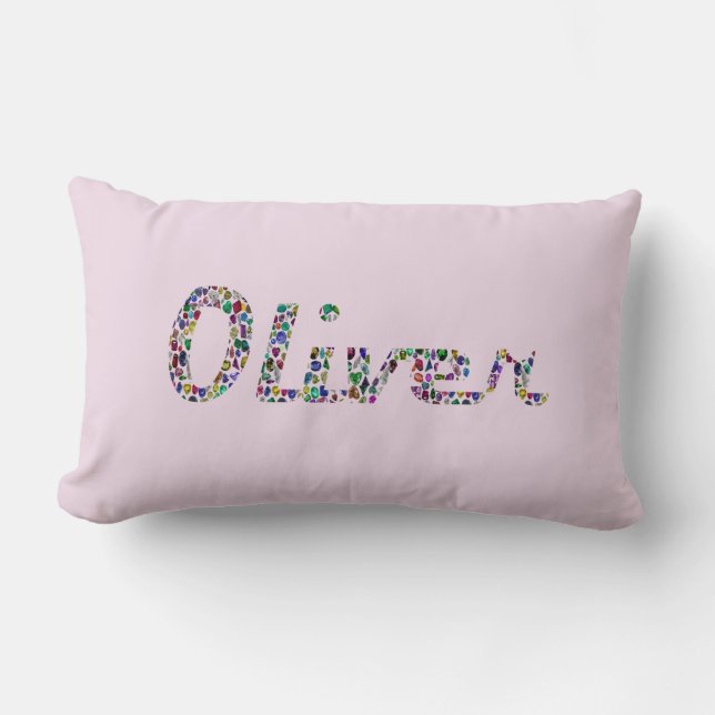 Oliver Script Typografie in Vibrant Stones Lendenkissen (Vorderseite)