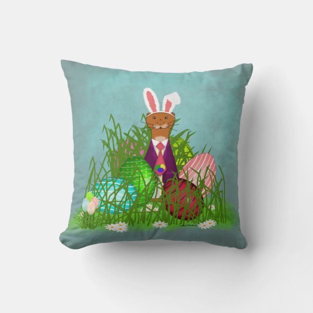 Oliver The Otter and the Great Easter Egg Hunt Kissen (Vorderseite)