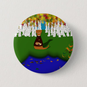 Oliver The Otter at River Wolf Lake in Autumn Button