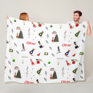 Oliver The Otter Christmas Random Pattern Fleecedecke
