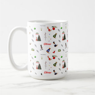 Oliver The Otter Christmas Random Pattern Kaffeetasse