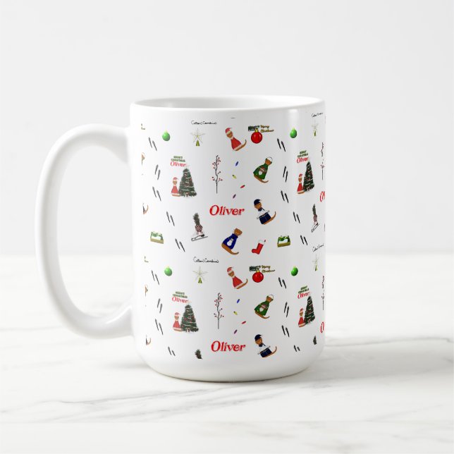 Oliver The Otter Christmas Random Pattern Kaffeetasse (Links)