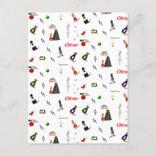 Oliver The Otter Christmas Random Pattern Postkarte