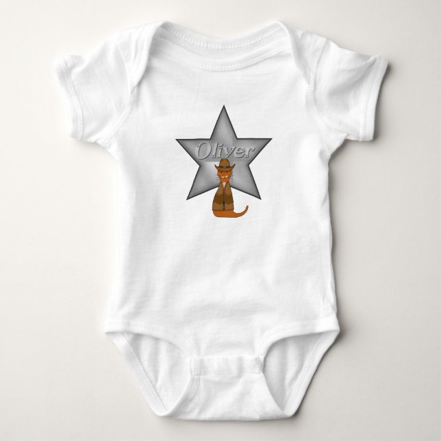 "Oliver The Otter Cowboy of the Wild West" Baby Strampler (Vorderseite)