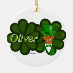 Oliver The Otter im Kleeblatt für Saint Patrick's Keramik Ornament