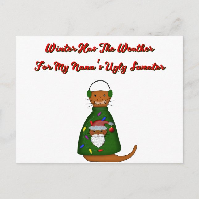 Oliver The Otter in Nanas hässlichem Pullover mit  Postkarte (Vorderseite)