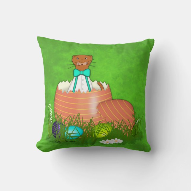 Oliver The Otter in Ostereig Kissen (Vorderseite)