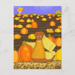 Oliver The Otter Picks a Pumpkin Postkarte