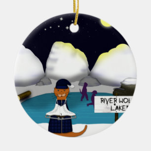 Oliver The Otter Skate am Fluss Keramik Ornament