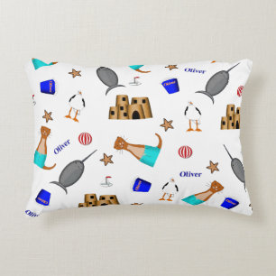 Oliver The Otter Summer Beach Vacation Pattern Dekokissen