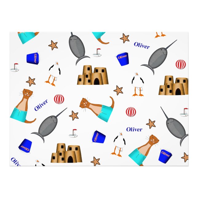 Oliver The Otter Summer Beach Vacation Pattern Fotodruck (Vorne)