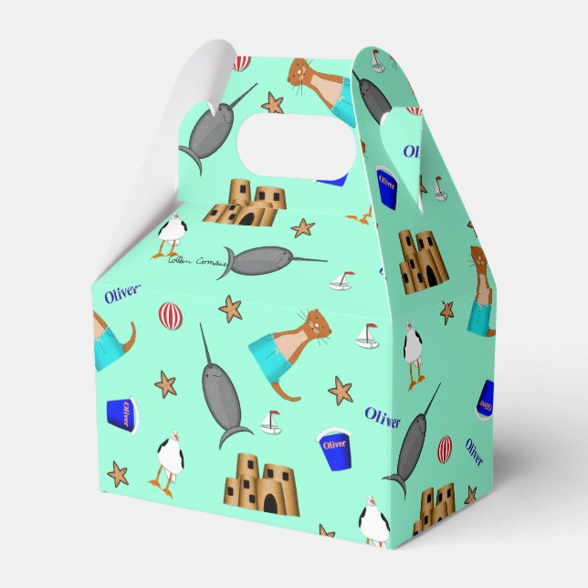 Oliver The Otter Summer Beach Vacation Pattern Geschenkschachtel (Vorderseite)