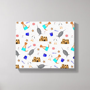 Oliver The Otter Summer Beach Vacation Pattern Leinwanddruck