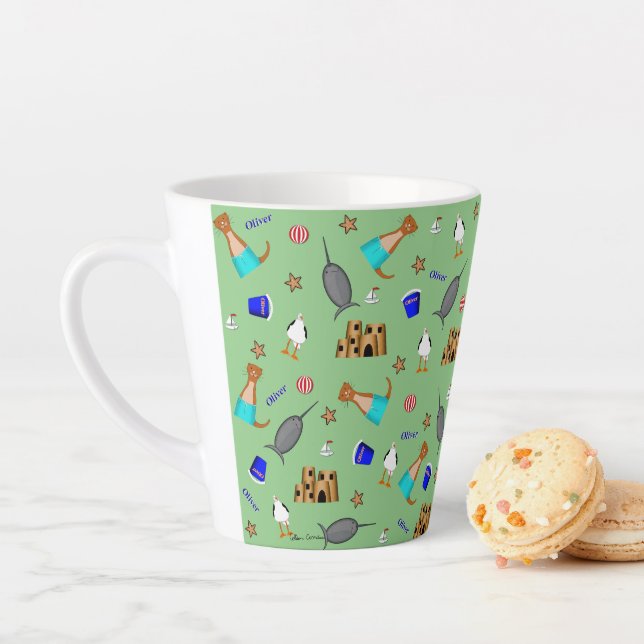 Oliver The Otter Summer Beach Vacation Pattern Milchtasse (Beispiel)