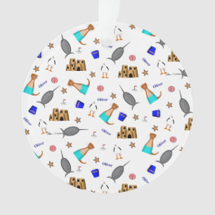 Oliver The Otter Summer Beach Vacation Pattern Ornament