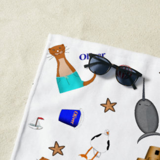 Oliver The Otter Summer Beach Vacation Pattern Strandtuch