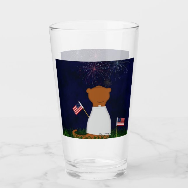 Oliver The Otter Watching Fireworks Glas (Vorderseite)