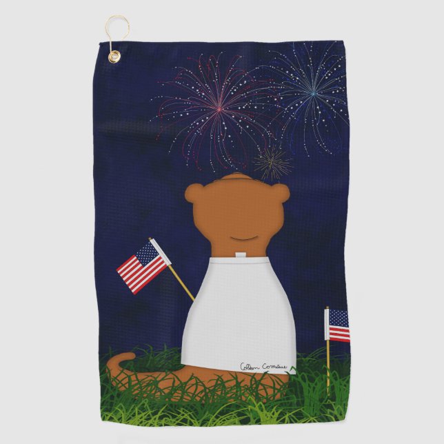 Oliver The Otter Watching Fireworks Golfhandtuch (Vorderseite)