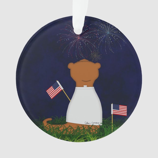 Oliver The Otter Watching Fireworks Ornament (Vorderseite)