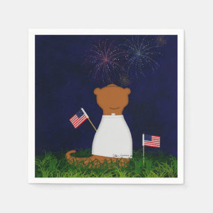 Oliver The Otter Watching Fireworks Serviette