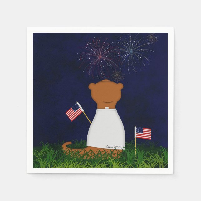 Oliver The Otter Watching Fireworks Serviette (Vorderseite)