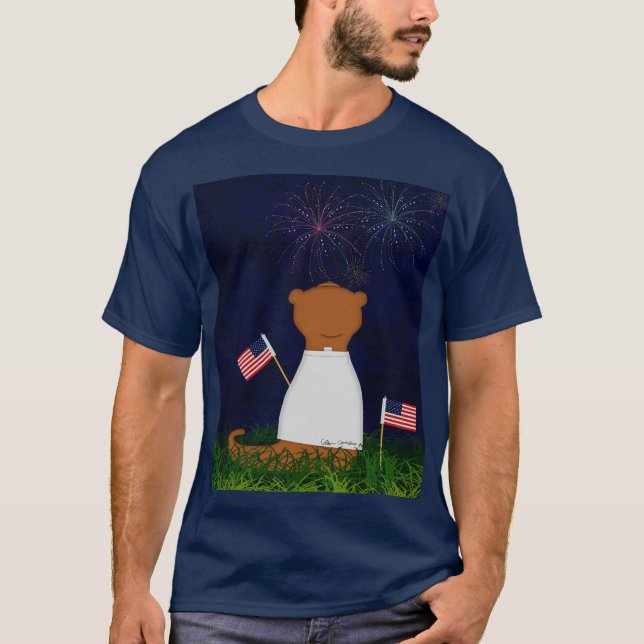 Oliver The Otter Watching Fireworks T-Shirt (Vorderseite)