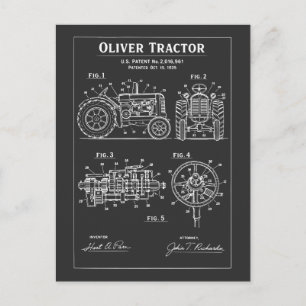 Oliver Traktor Blaupausen Patent Kunstwerk Postkarte