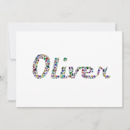Oliver Typografie mit farbenprächtigem Muster Einladung
