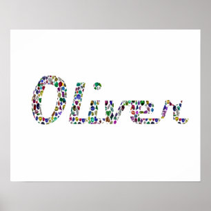Oliver Typografie mit farbenprächtigem Muster Poster