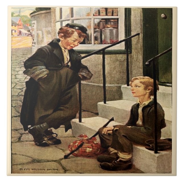 Olivers erstes Treffen Jessie Willcox Dickens Fliese (Vorderseite)