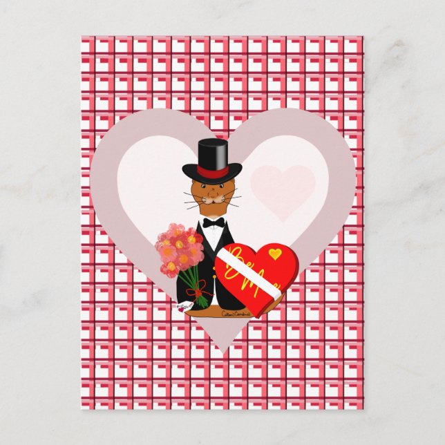 Olivers Valentinstag mit Herz-Hintergrund Postkarte (Vorderseite)